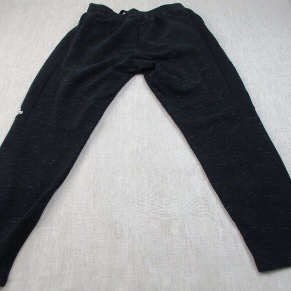 Adidas Sweatpants‎ Men's Large Black 3 Stripes Fleece Lined Ankle Zip Drawstring - Picture 2 of 11
